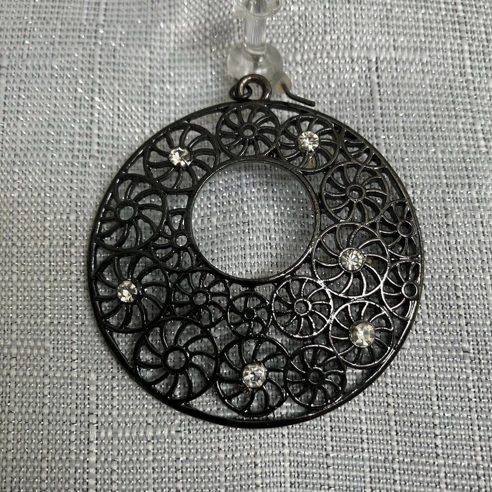 Black Metal with CZ Earrings